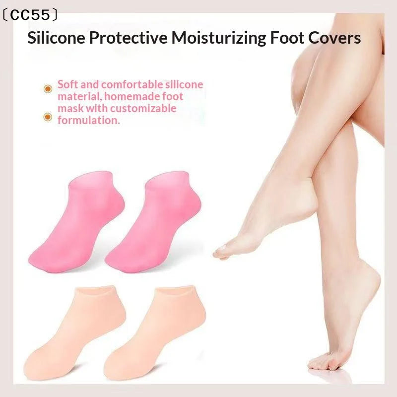 Silicone Moisture Socks & Gloves Set – 4-Pc Non-Slip Reusable Moisturizing Gloves Set Qst