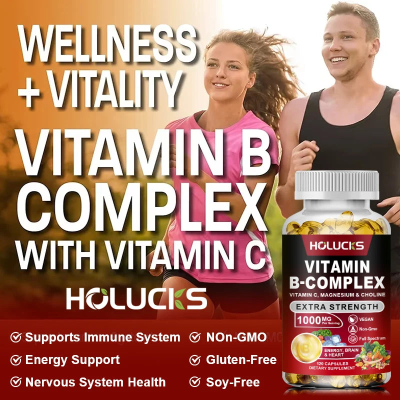 HOLUCKS Organic Vitamin B-Complex with Magnesium & Biotin Vitamin Supplement Qst