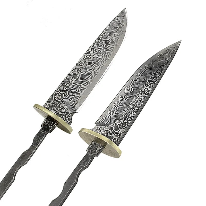 Damascus Steel Fixed Blade Knife Blank – DIY Knife Making Kit Knife Making Blank Qst
