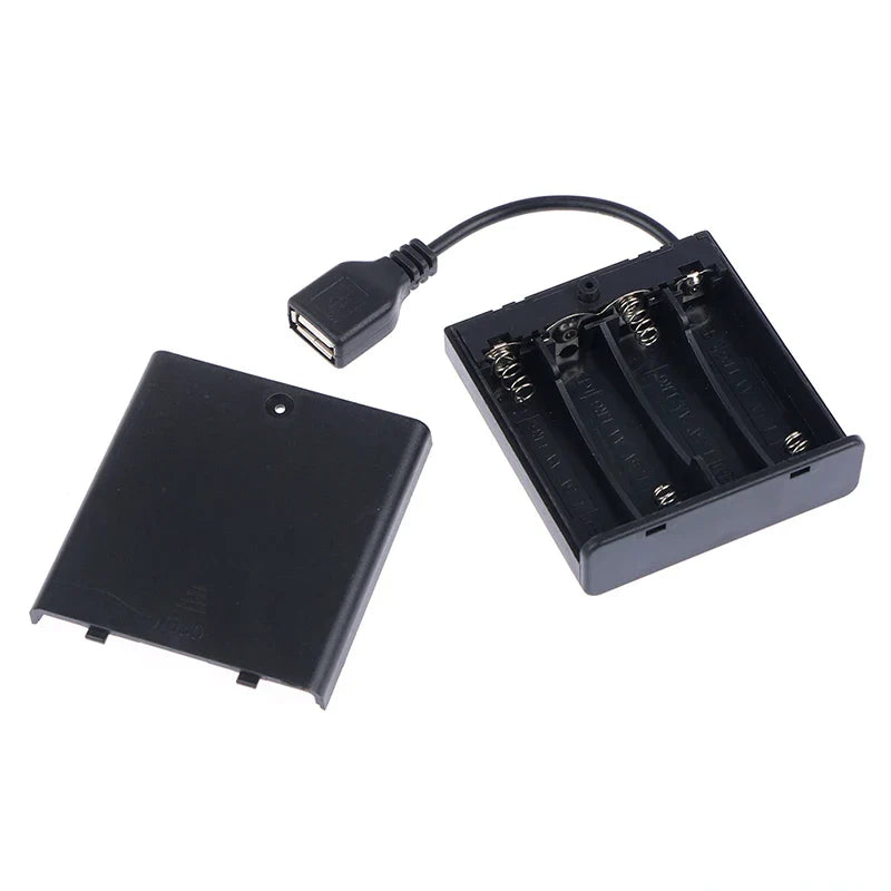4 AA USB Battery Box 5V Mini Power Supply for LED Strip Lights USB Battery Power Supply Qme