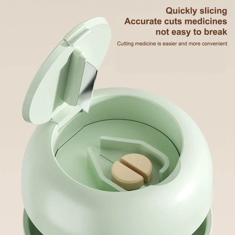 2-in-1 Pill Cutter & Grinder Organizer – Stainless Steel Pill Cutter Organizer Qst
