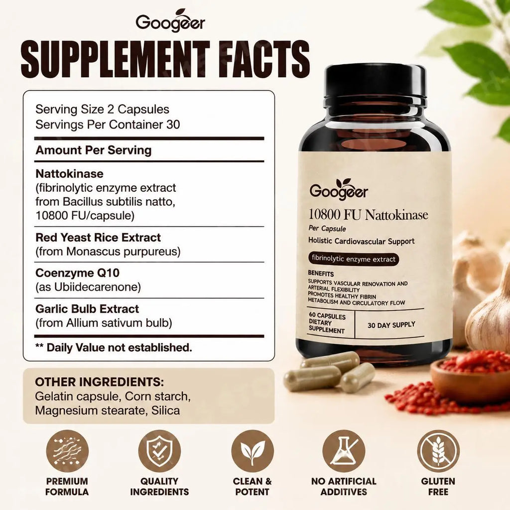 Googeer Enzyme CoQ10 Vegan Capsules – Non-GMO, 60ct Wellness Supplement Qst