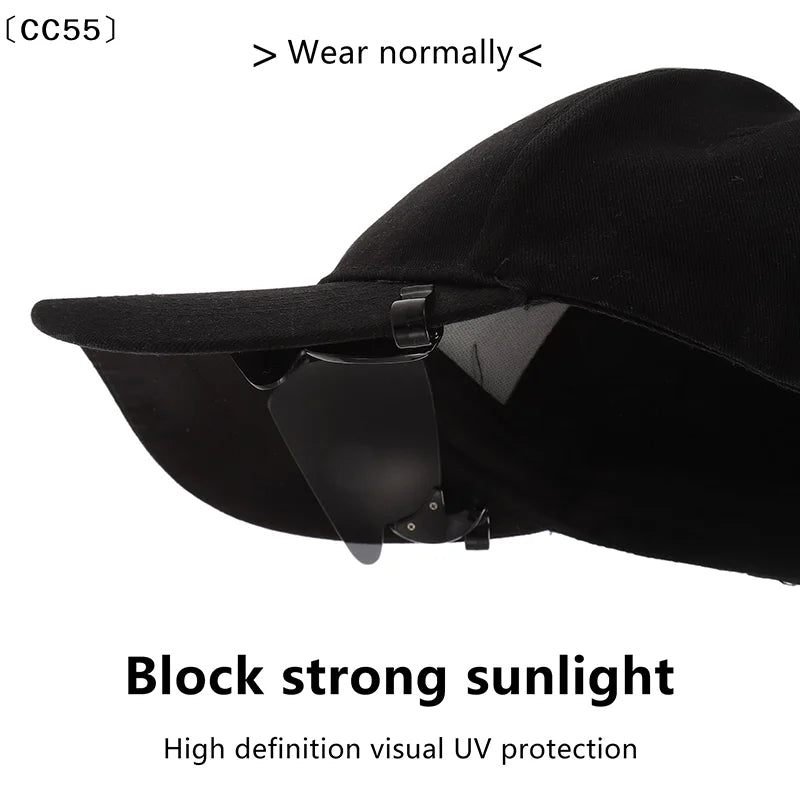 Flip-Up Clip-On Cap Sunglasses – UV & Polarized Sports Visor Clip-On Sunglasses Qst