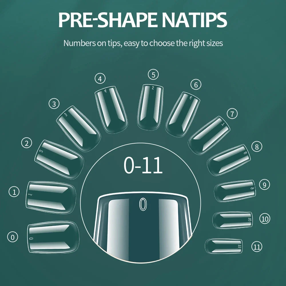 Nailpop 600pcs Clear False Nail Tips Full Cover 10 & 12 Sizes False Nail Tips Qme