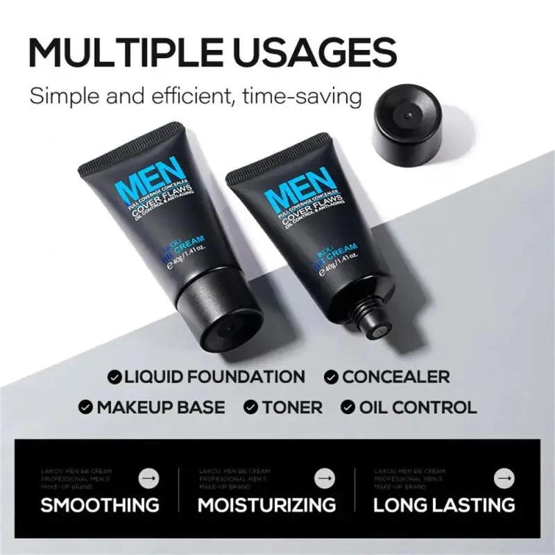 LAIKOU Men's BB Cream Waterproof Oil Control Concealer 40g Men's BB Cream Qst