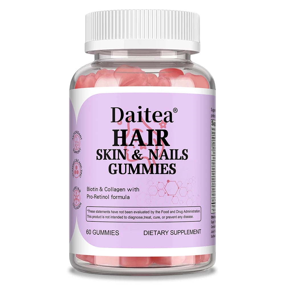 Collagen Gummies with Vitamin C & Biotin – Hair, Skin & Nails Collagen Supplement Gummies Qst 60 Count-1 bottle