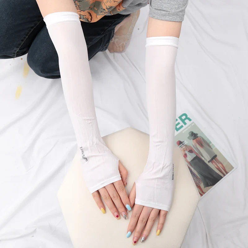 Y2K Goth Lolita Kawaii Anime Thin Fingerless Gloves | JK Style Fingerless Fashion Gloves Qme WHITE