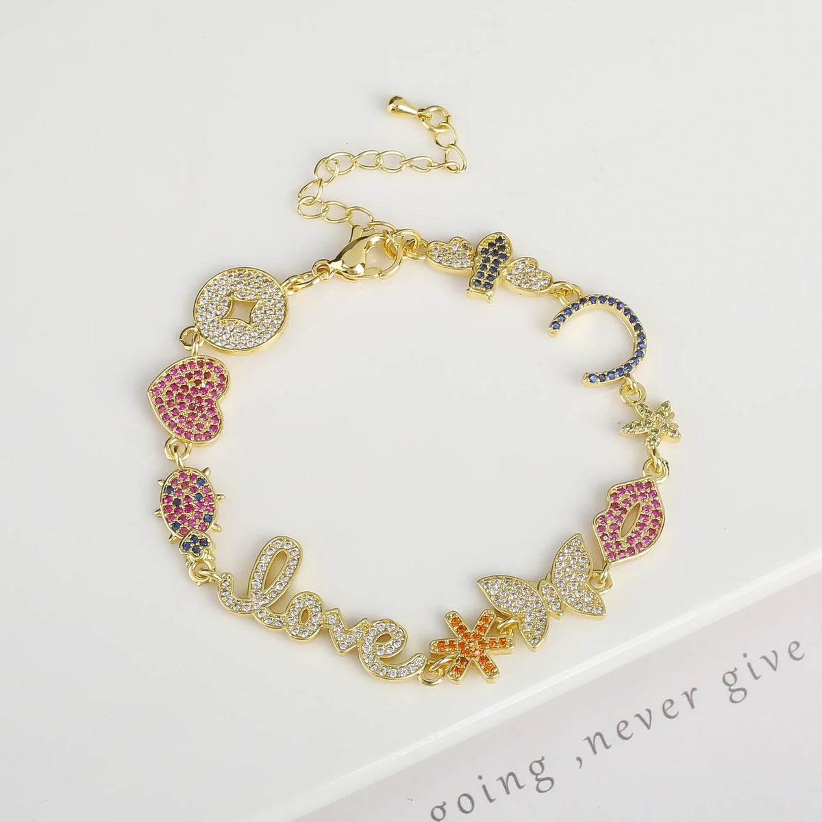 Zirconia Lips Butterfly Alphabet Combination Bracelet – 8 Designs Charm Bracelet Qme 7