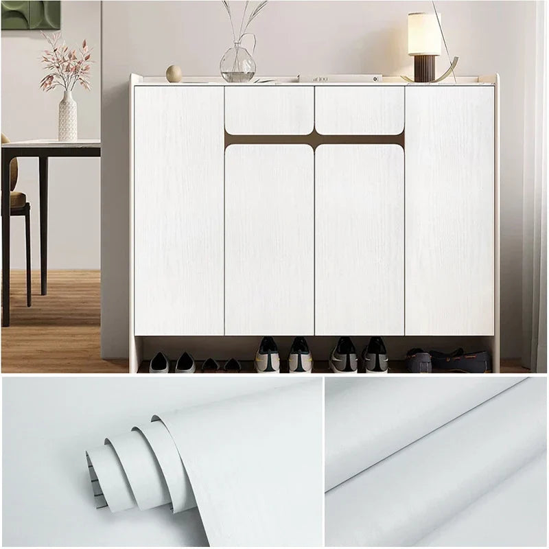 Ivory Retro Wood Pattern Peel & Stick PVC Wallpaper Peel & Stick Wallpaper Qme R6 400cmx45cm