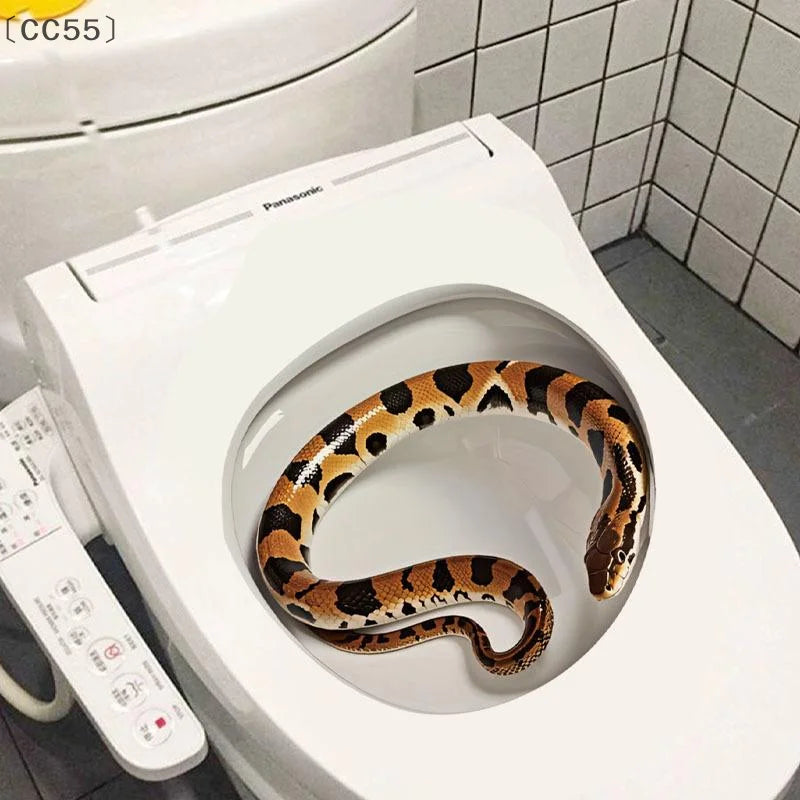 Cartoon Snake Bathroom Toilet Wall Sticker – Self-Adhesive PVC Bathroom Wall Sticker Qst