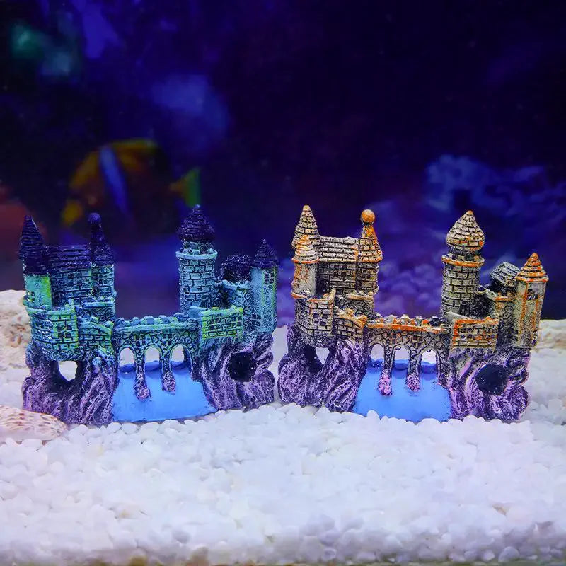 Resin Castle Aquarium Ornament | Fish Tank Rockery Decor Aquarium Ornament Qme