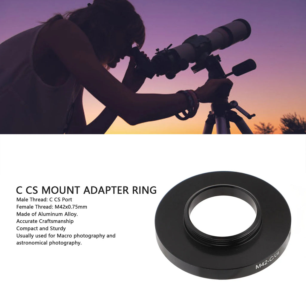 M42 to C/CS Mount Adapter Ring – Macro & Telescope Use Lens Mount Adapter Qst