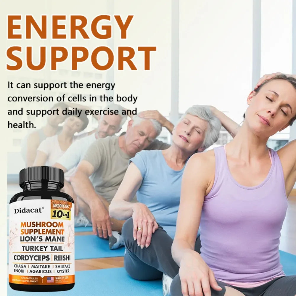 10x Mushroom Complex – Immunity, Energy & Cognitive Support Mushroom Supplement Qst
