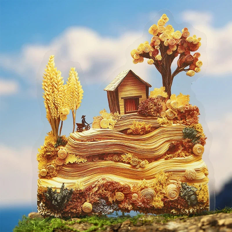 Fairy Tale House Scenery Stickers – Multi-Scene Collage Kit Craft Sticker Sheet Qme
