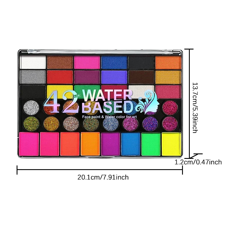 42 Colors Kids Face Paint Kit – Non-Toxic Water Activated Face Paint Kit Qme 01