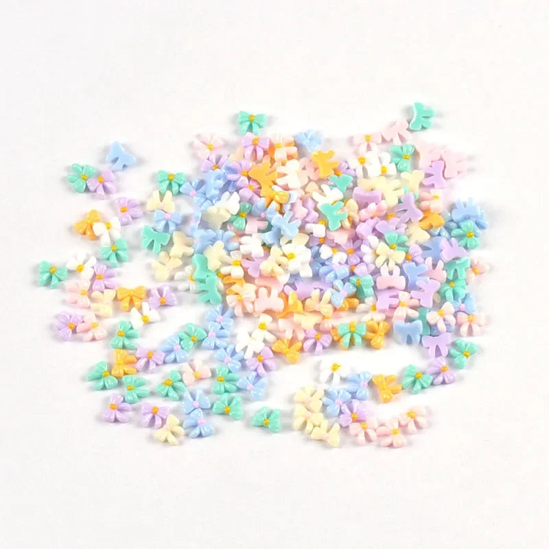 50pc Butterfly Bow Resin Flatback Cabochons – Nail Art & DIY Nail Art Embellishments Qme