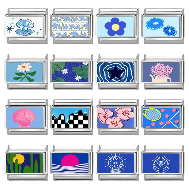 Modular Italian Charm Links – Lotus, Cactus & Sun Designs Modular Charm Links Qme