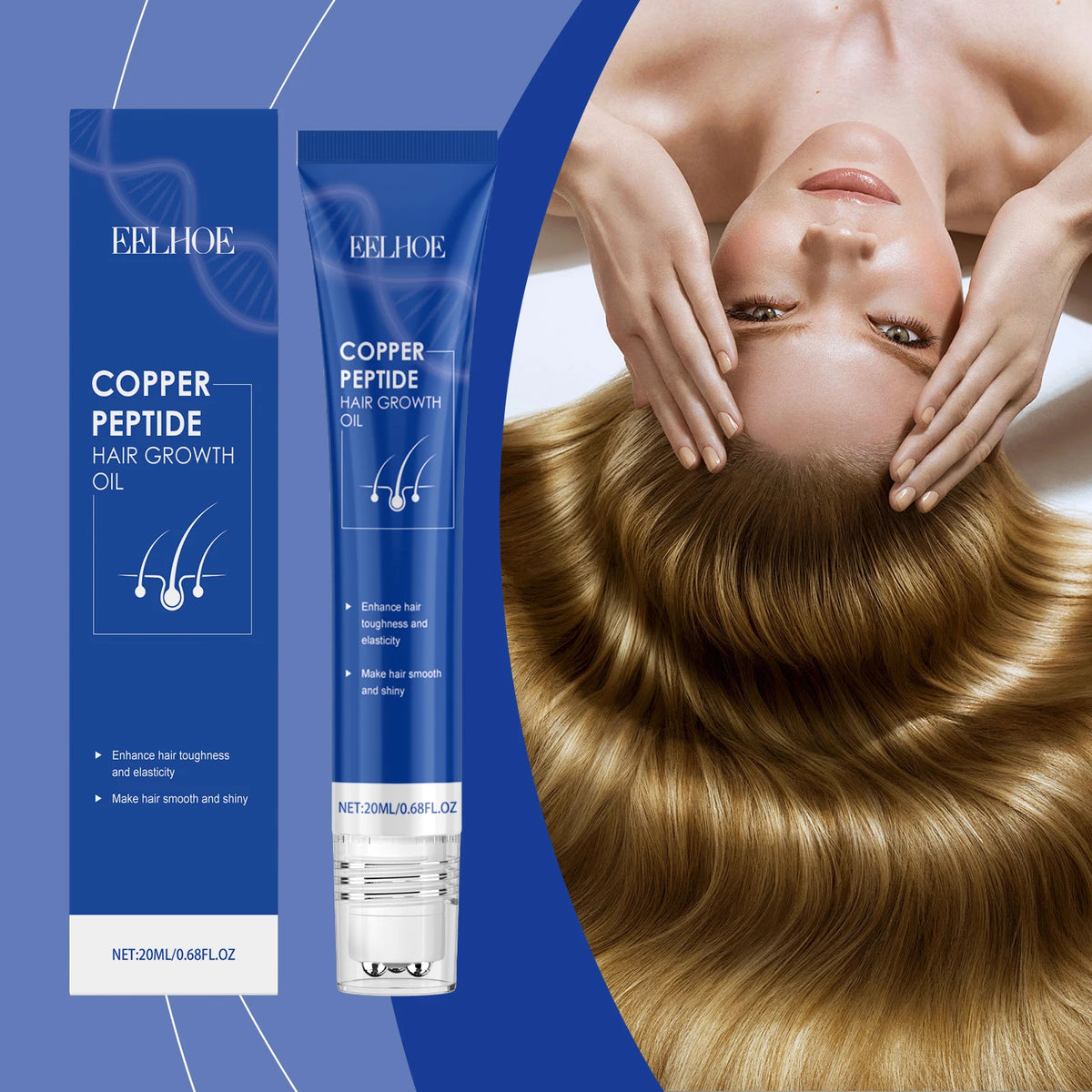 EELHOE Blue Copper Peptide Hair Oil – Shine & Scalp Care Hair Treatment Oil Qst