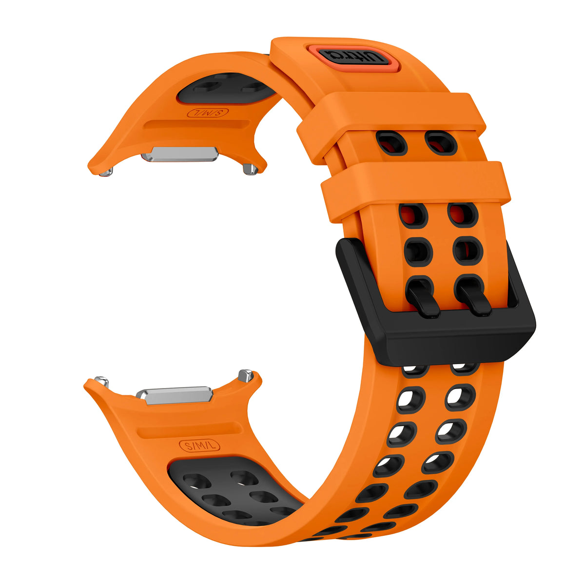 Silicone Sport Band for Samsung Galaxy Watch Ultra 2 – 11 Colors Silicone Watch Band Qme Orange Black-B Galaxy watch Ultra