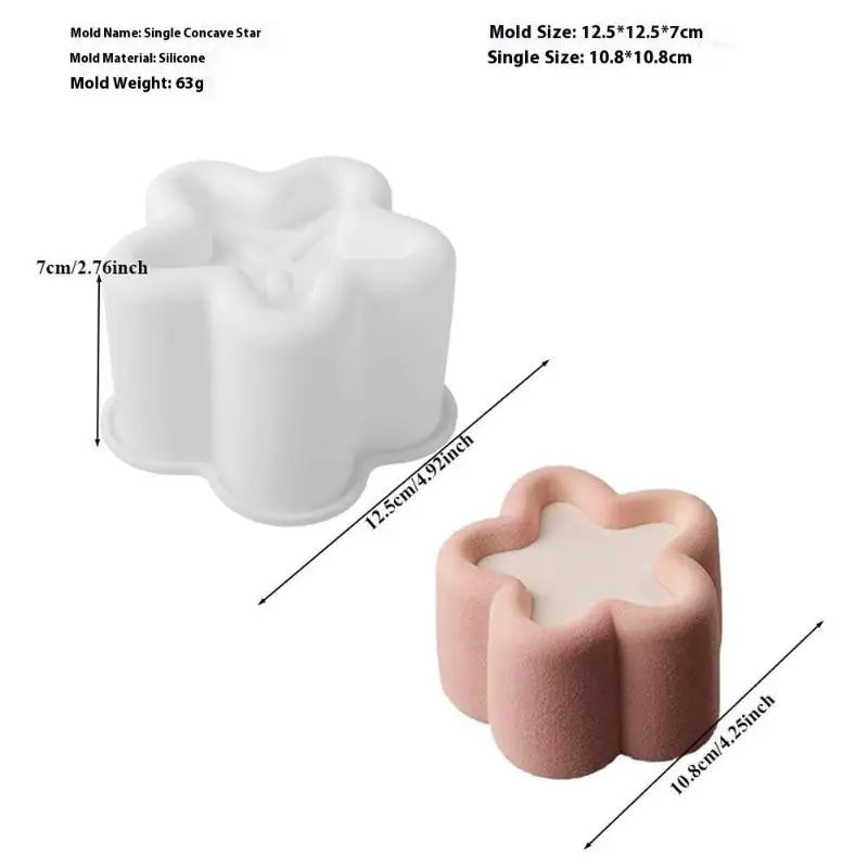 Silicone Molds – Flower Heart Star Square for Cake, Soap & Crafts Silicone Baking Mold Qst star shape White