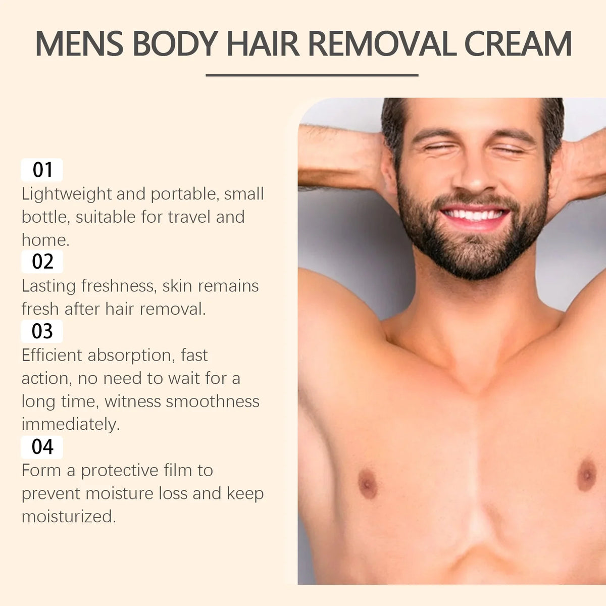 Men's Hair Removal Cream & Scraper – Fast-Acting Depilatory Hair Removal Cream Qme