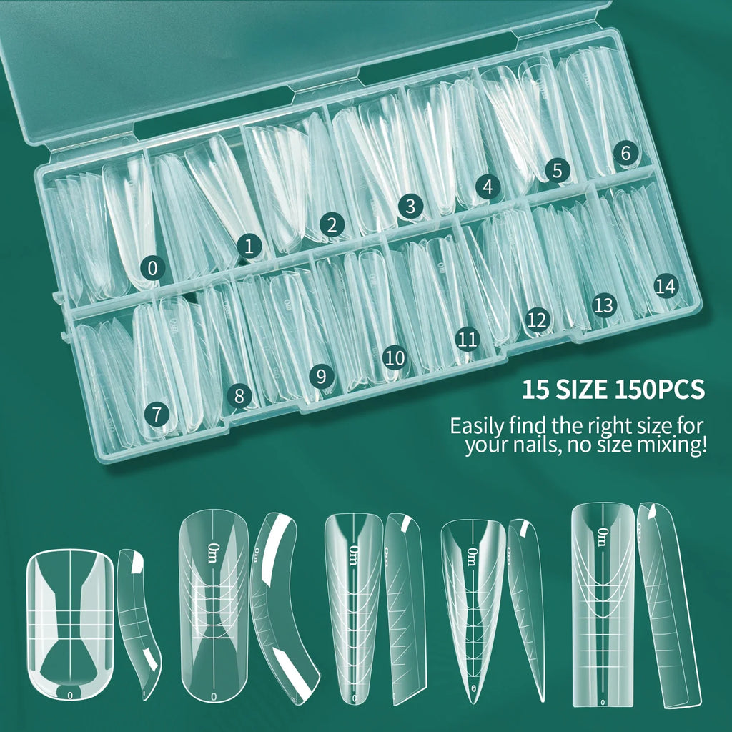 Nailpop Square Coffin Dual Forms Nail Extension Gel Mold 150pc Nail Extension Mold Qme