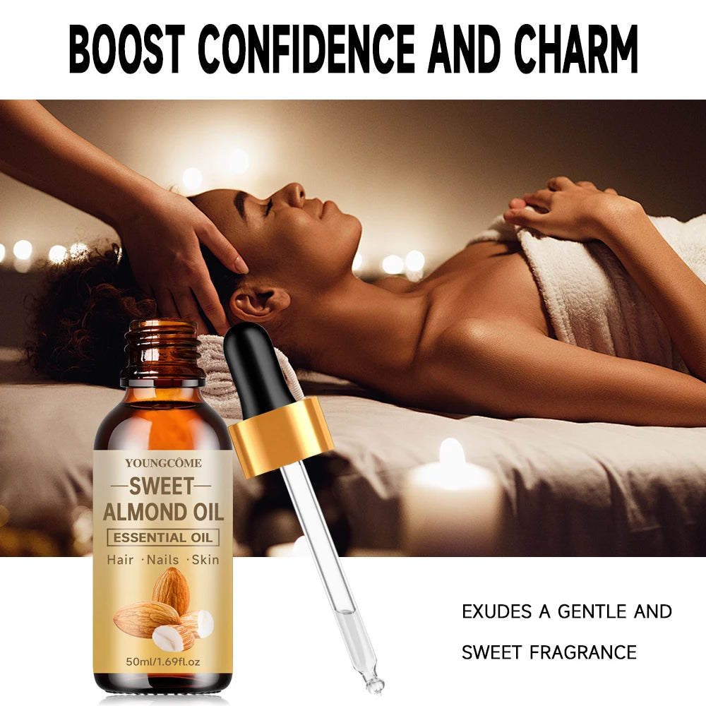 YOUNGCOME Sweet Almond Oil – Hair, Face & Body Moisturizer Facial & Hair Oil Qst