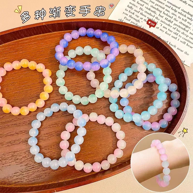 Imitation Bodhi Gradient Glass Bead Bracelet – 14 Colors Glass Bead Bracelet Qme