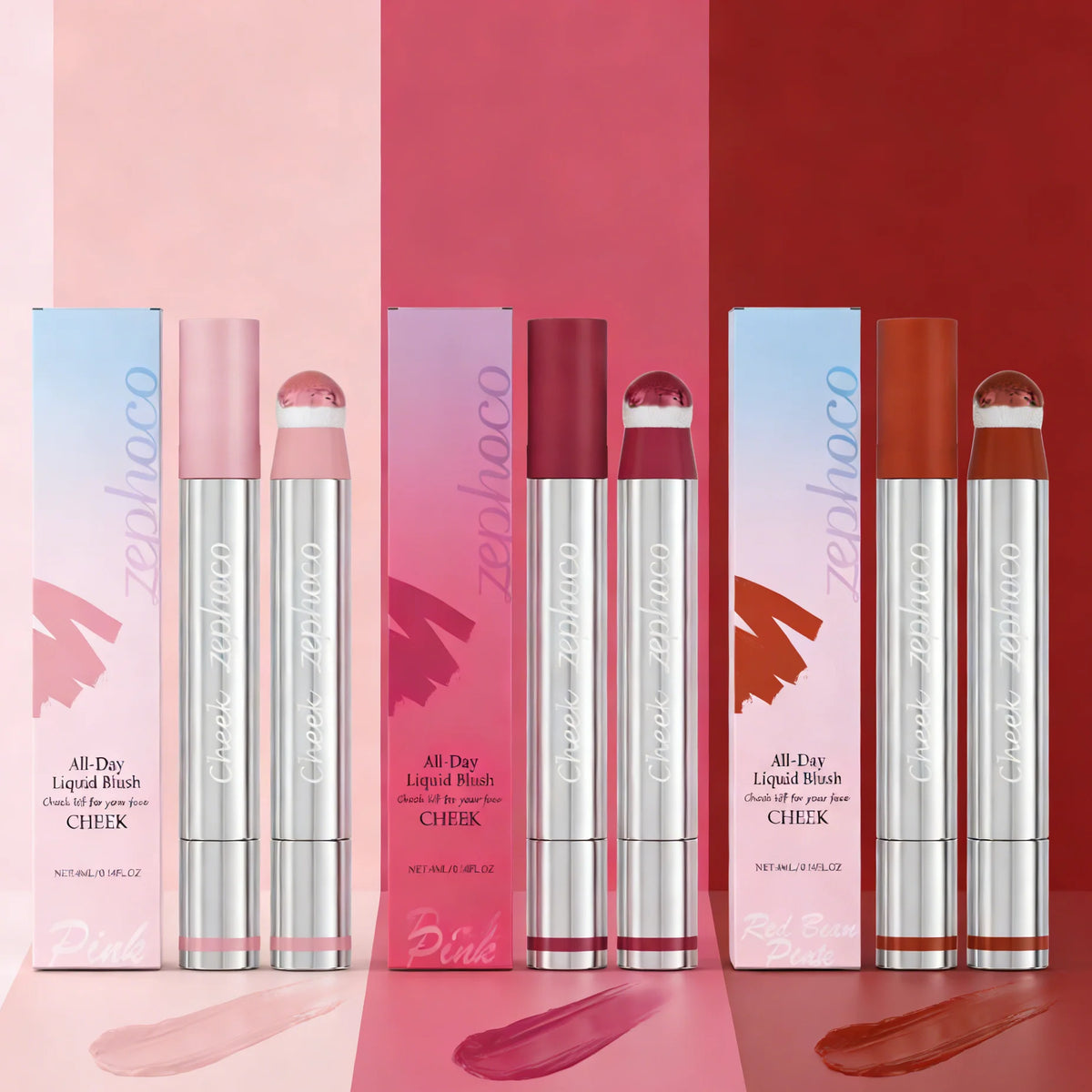 Liquid Blush Stick Sponge Tip – Waterproof Long-Lasting Cheek Tint Liquid Blush Stick Qst