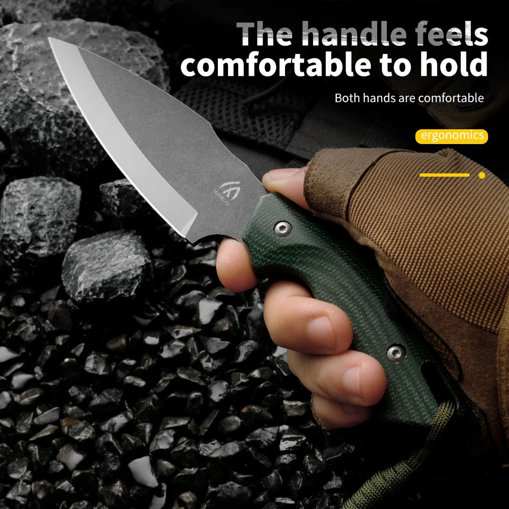 HUANGFU Full Tang Fixed Blade Outdoor Knife with Sheath Fixed Blade Knife Qst