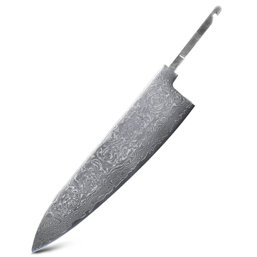 TURWHO Damascus Steel Kiritsuke Chef Knife DIY Kit – Blade & Handle Damascus Chef Knife Kit Qst green
