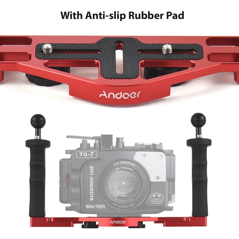 Andoer Dual Handle Underwater Camera Diving Rig Stabilizer Underwater Camera Rig Qst