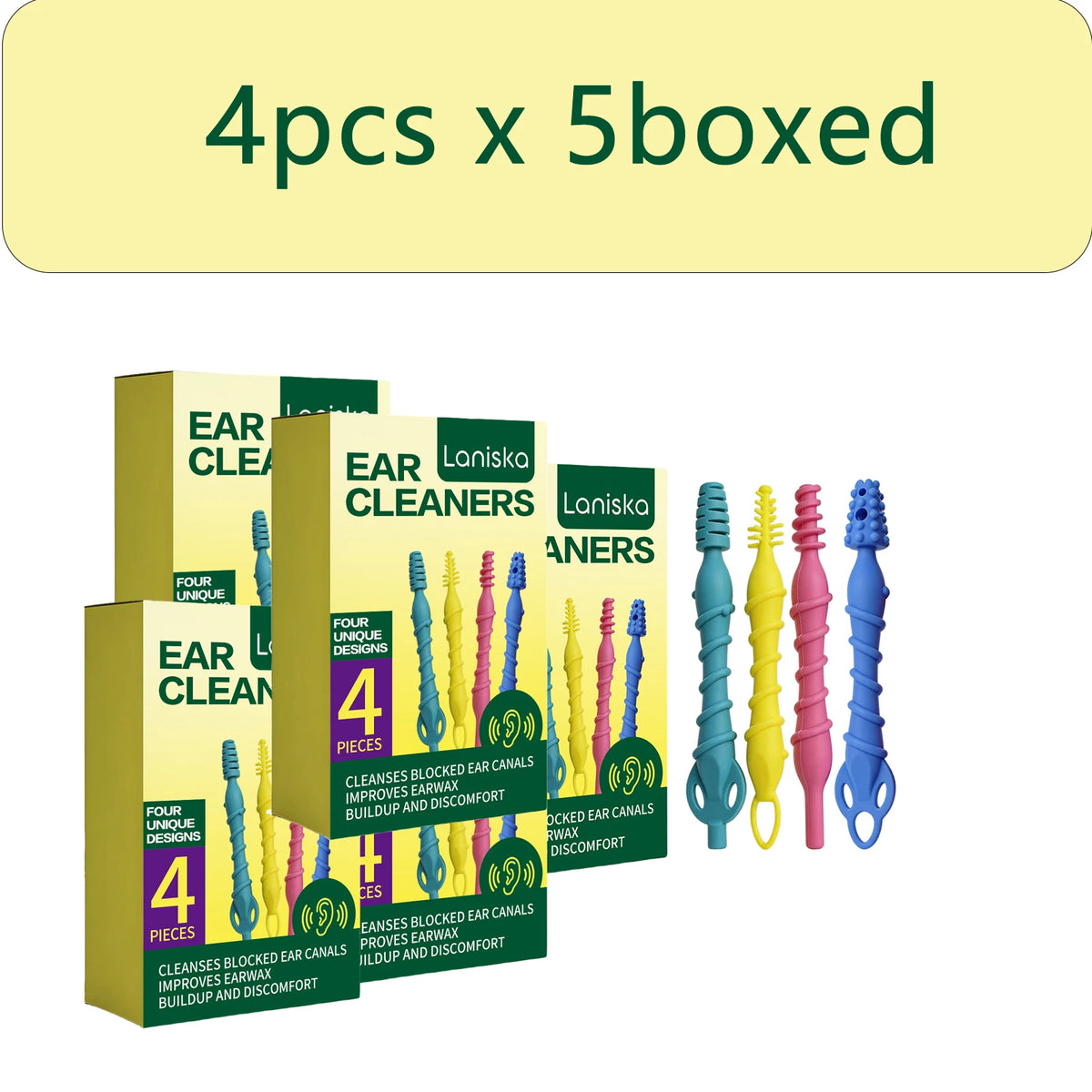 Soft Silicone Spiral Ear Cleaning Tools – Colorful Set Ear Cleaning Tool Qst 4pcs x 5boxed