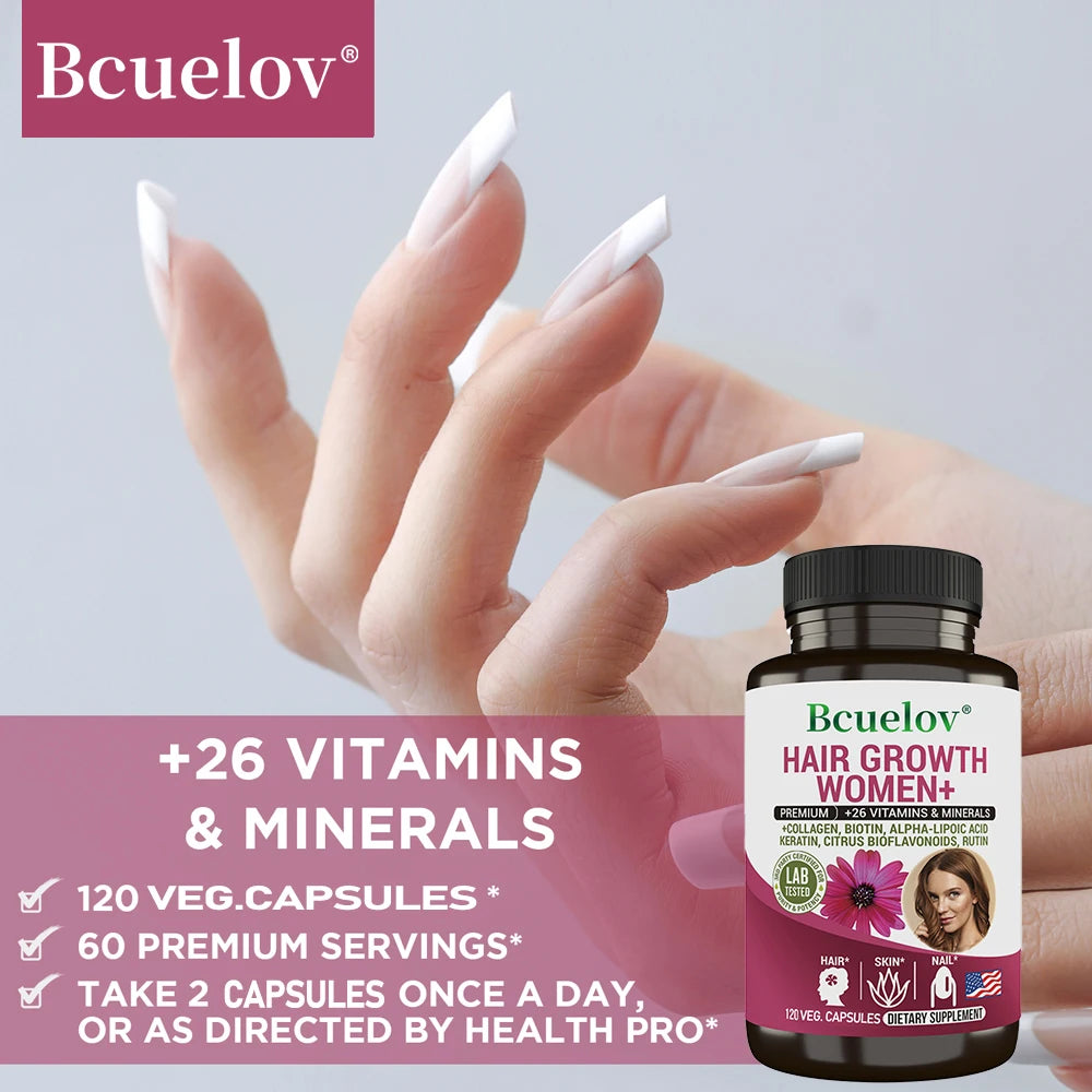 Women's Hair Growth Capsules – Biotin, Collagen & Vitamins Hair Growth Supplement Qst