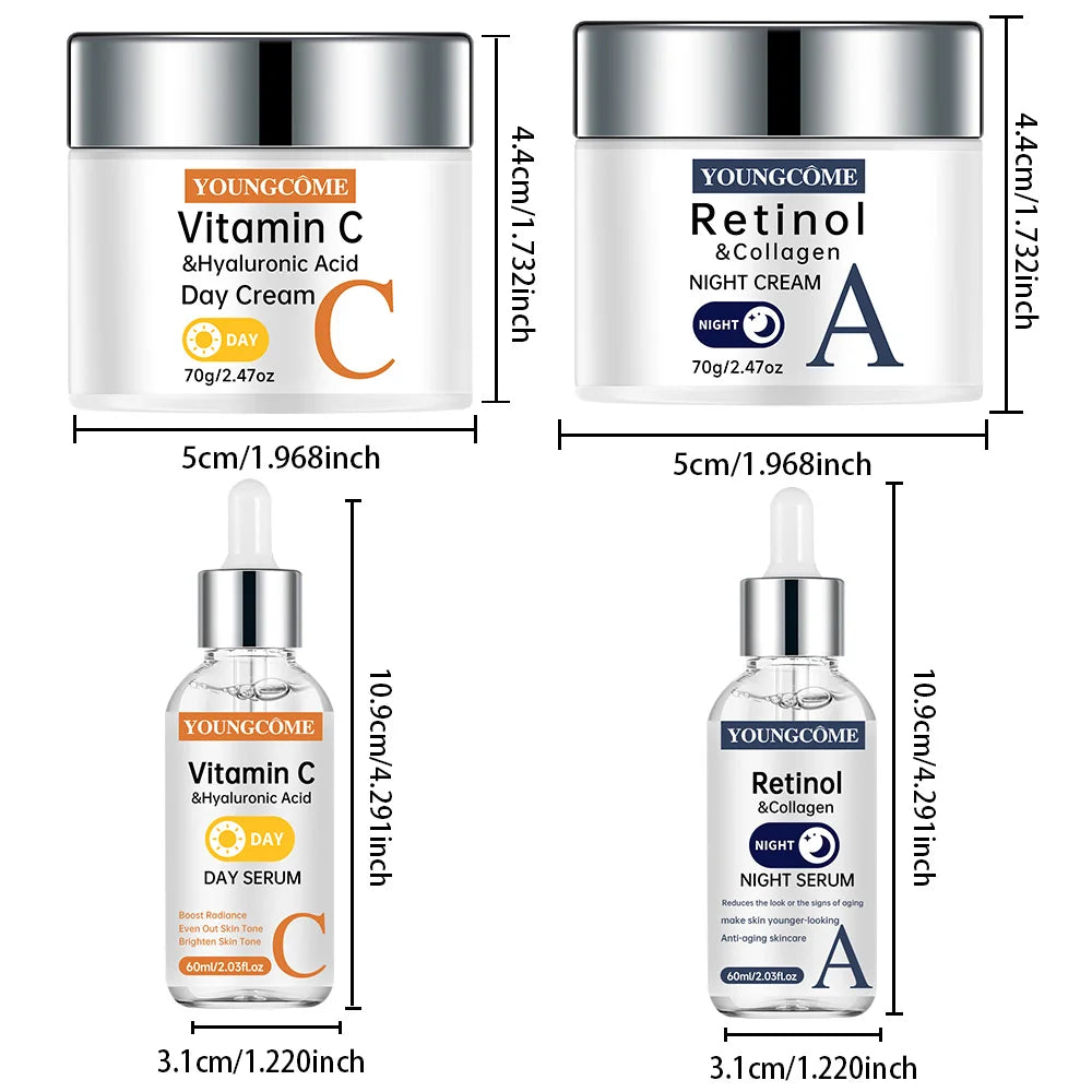 YOUNGCOME Vitamin C Toner & Cream Set – Moisturize & Smooth Facial Skincare Set Qst 70g 60ml