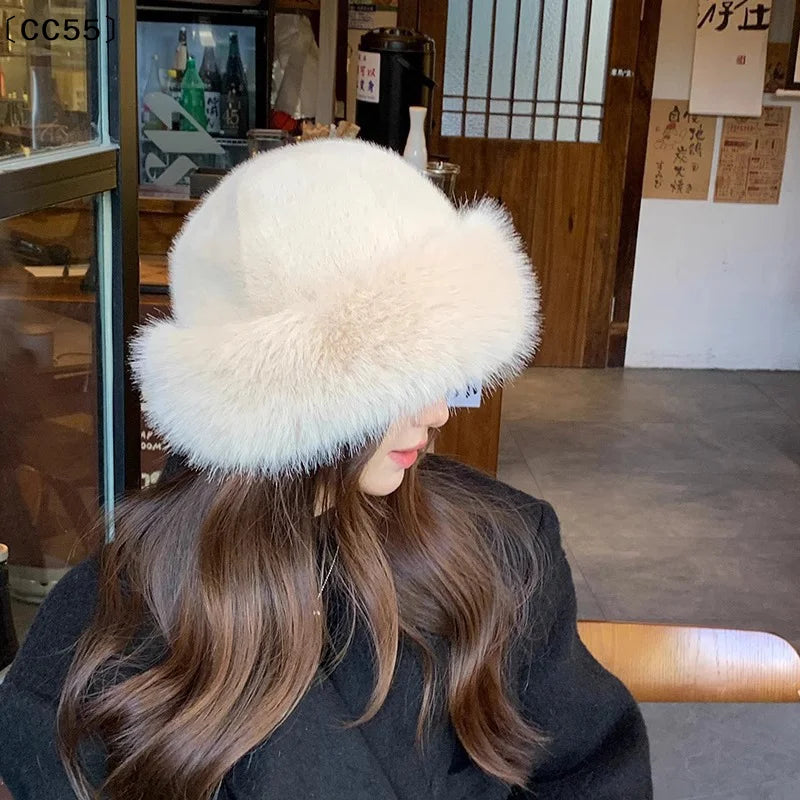 Women's Fluffy Mongolian Plush Hat – Warm Winter Fur Cap Winter Fur Hat Qst