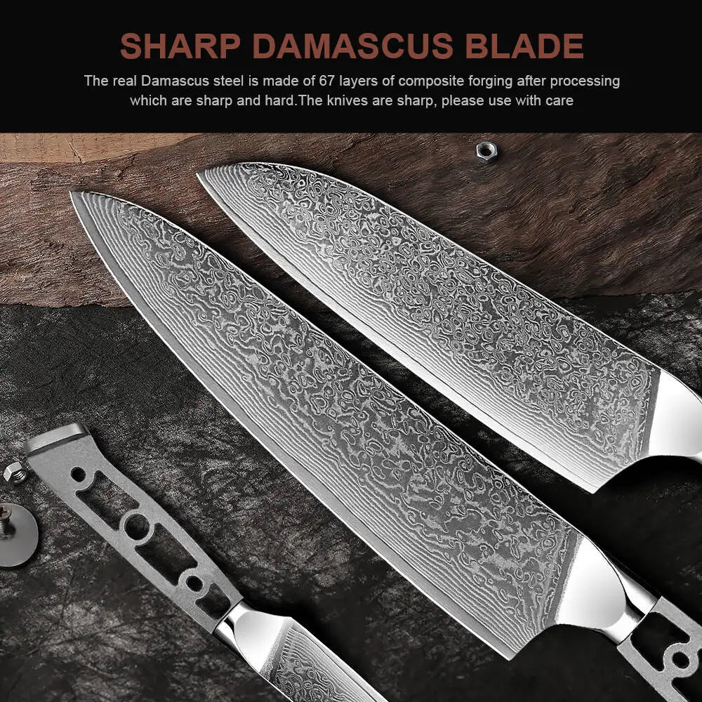 XITUO Damascus Steel Chef Knife Set 1-6 PCS – DIY Blank Blade Damascus Chef Knife Set Qst