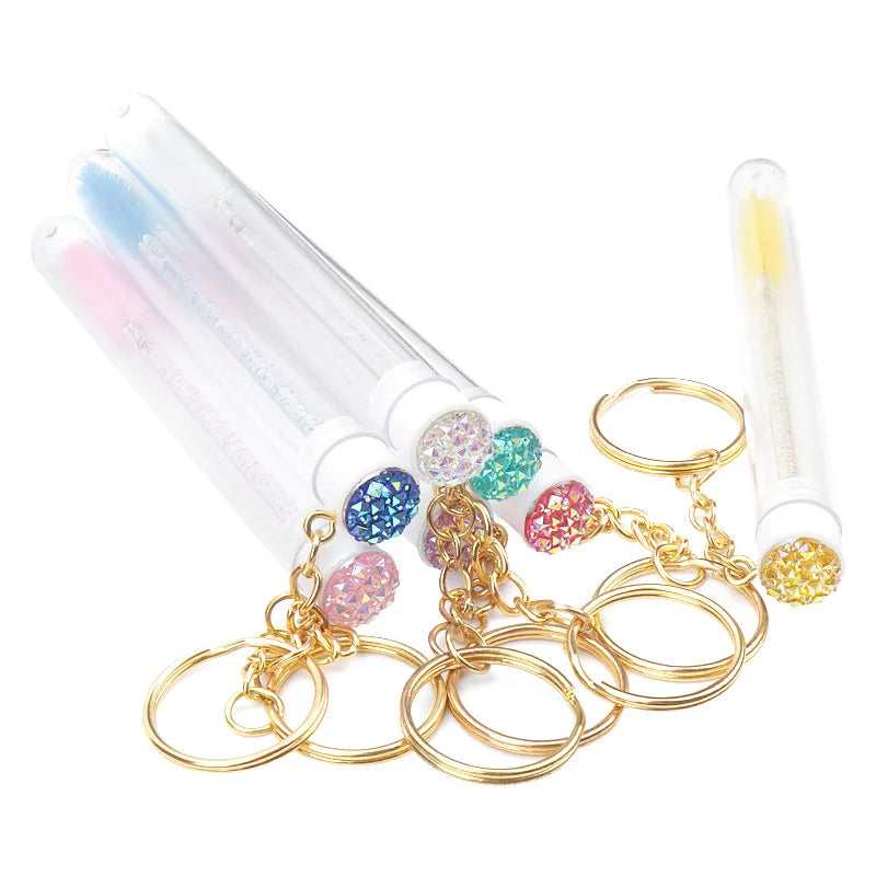 Reusable Eyelash Brush Tubes Gold Keychain Lash Spoolies Lash Spoolie Set Qme