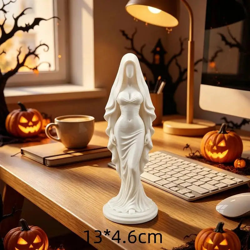 3D Printed Praying Angel Guardian Figurine – White & Gold Decorative Figurine Qme A4