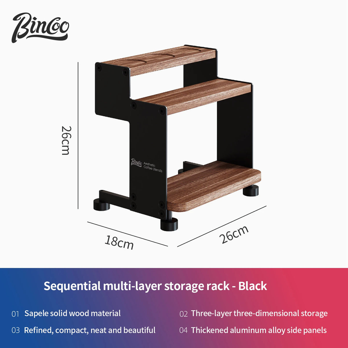 Bincoo Solid Wood Multi-Tier Coffee Storage Cabinet & Organizer Coffee Storage Cabinet Qst Black A