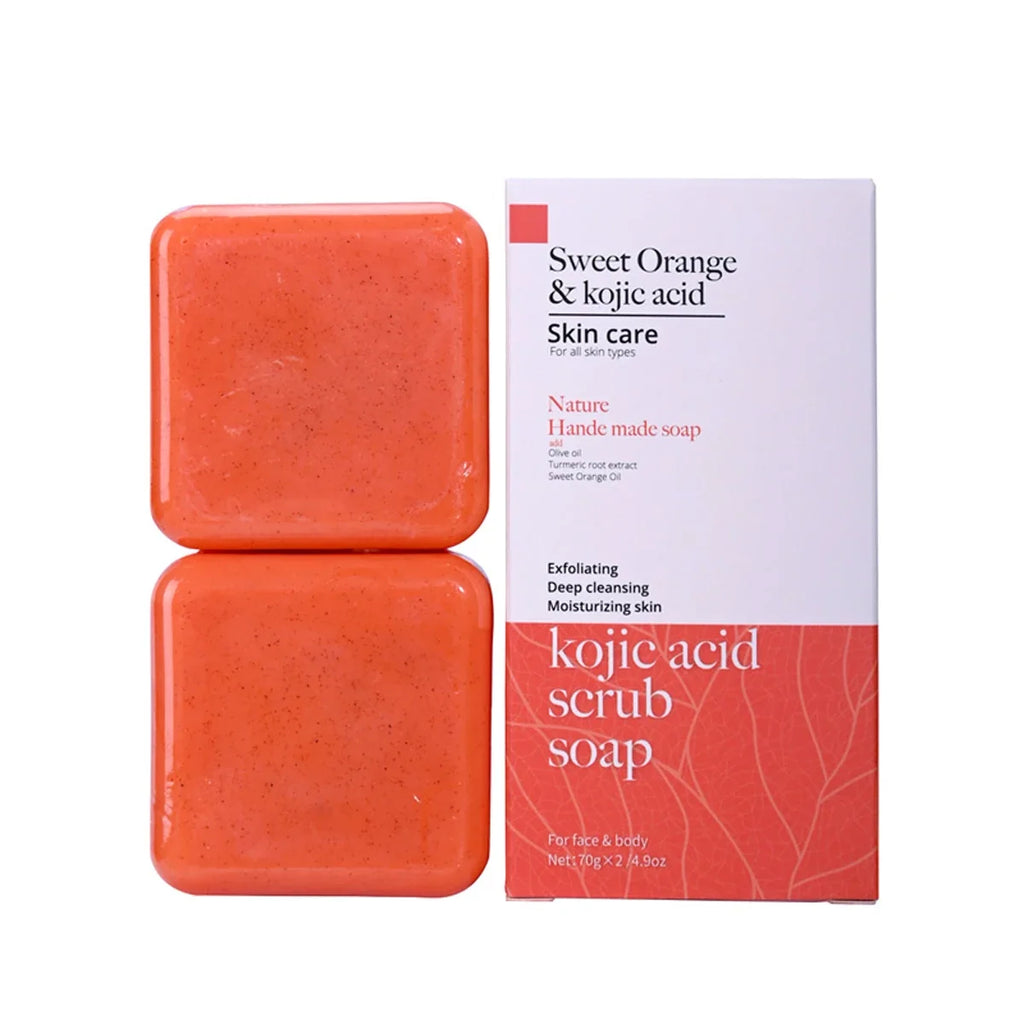 Kojic Acid Scrub Soap – Orange & Papaya Body & Face Wash Brightening Scrub Soap Qme