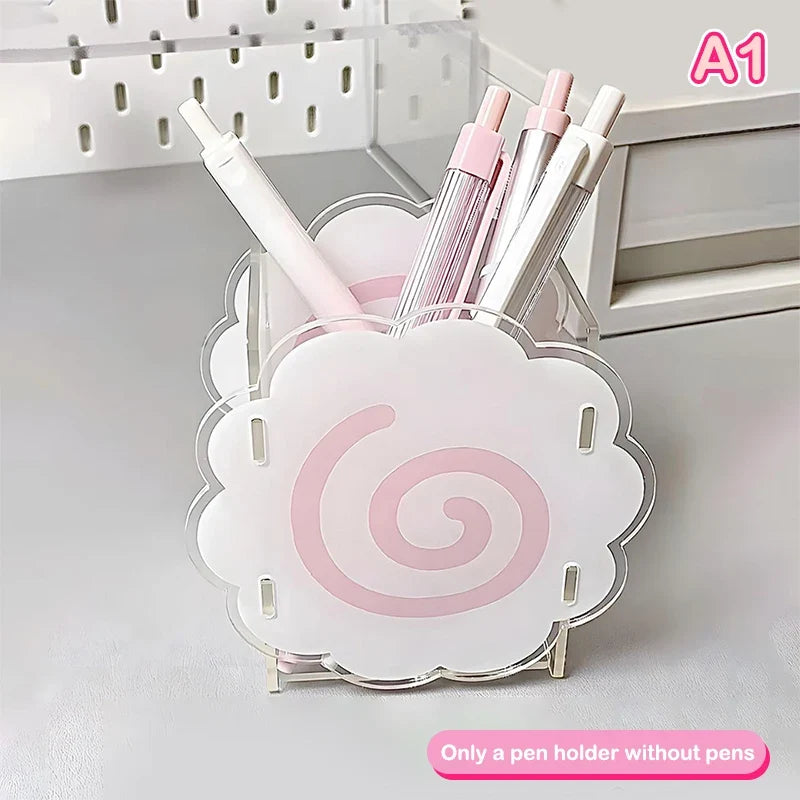 Cute Acrylic Fish Cake Pen Holder | Cloud-Shaped Desk Organizer Desk Pen Holder Qme A1