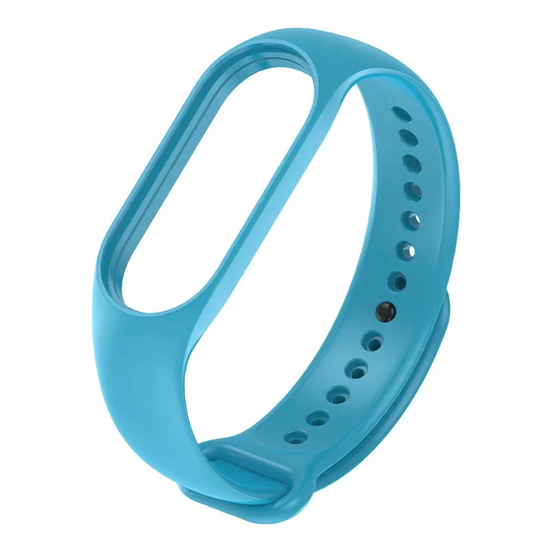 Silicone Strap for Xiaomi Mi Band 3 4 5 6 7 | 43 Colors Silicone Watch Strap Qme Sky Blue Mi band 5 6 7