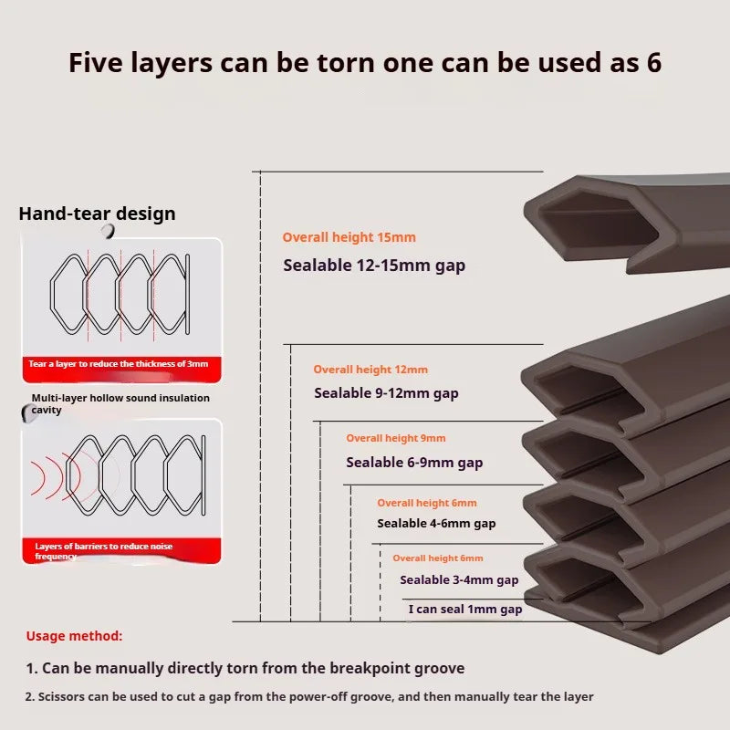 6M Tearable TPE Weather Strip | Door & Window Gap Seal Door Weather Strip Qme
