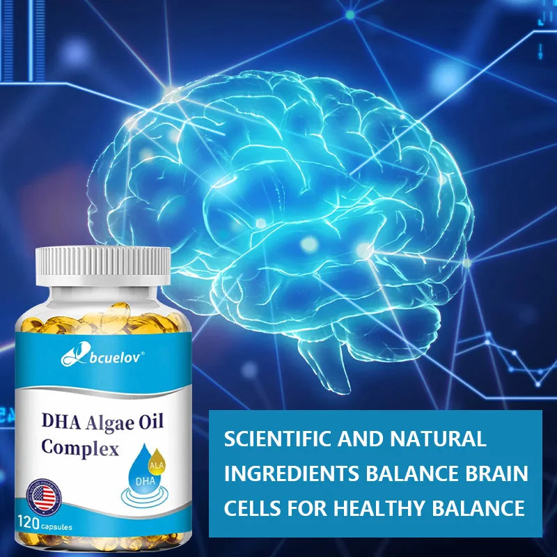 Algae Oil Omega-3 DHA & EPA Vegan Capsules | Brain & Eye Support Omega-3 Supplement Qst