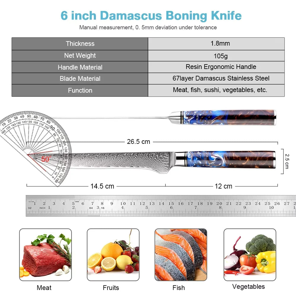 XITUO 6-Inch Damascus Steel Boning & Fillet Knife Boning Knife Qst