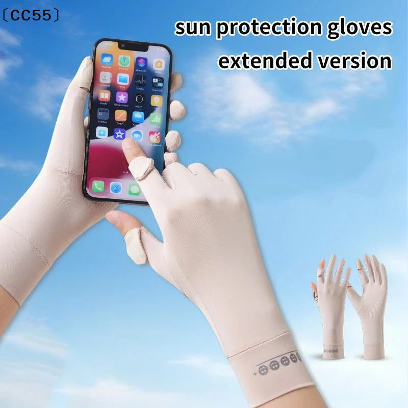 Ice Silk UV Gloves – Touchscreen Driving & Riding Women Sun Protection Gloves Qst