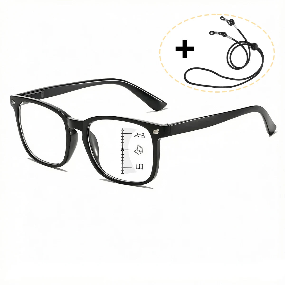VOPHA Progressive Multifocal Readers – Blue Light Blocking Progressive Reading Glasses Qst Strength 1.5 Black
