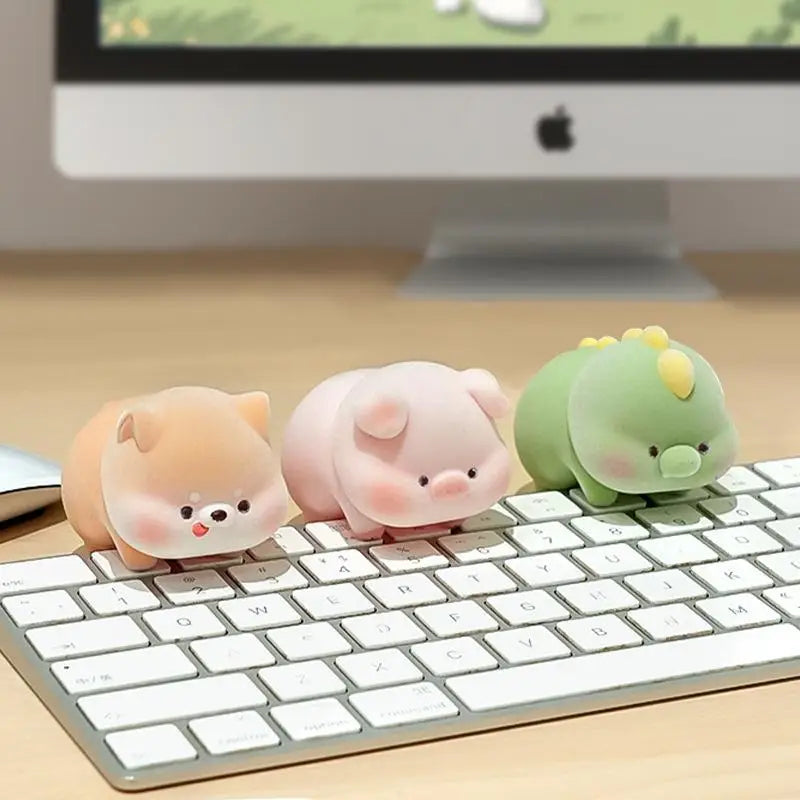 Flocking Animal Monitor Topper Panda Dog Desk Ornament Desk Ornament Qme