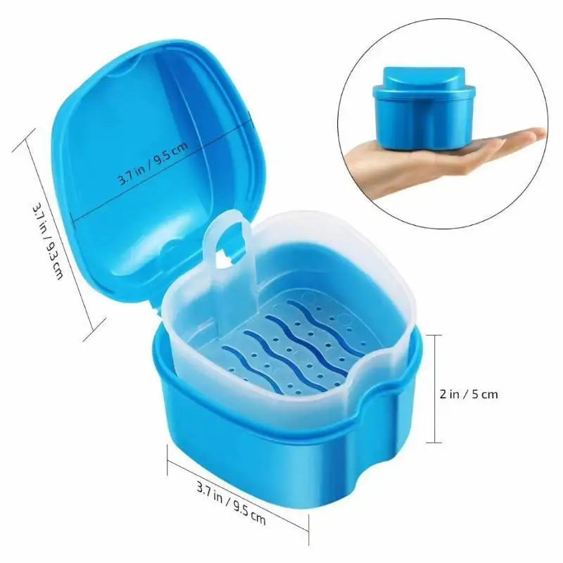 Portable Denture Storage Box with Leak-Proof Hanging Net Denture Storage Case Qme A